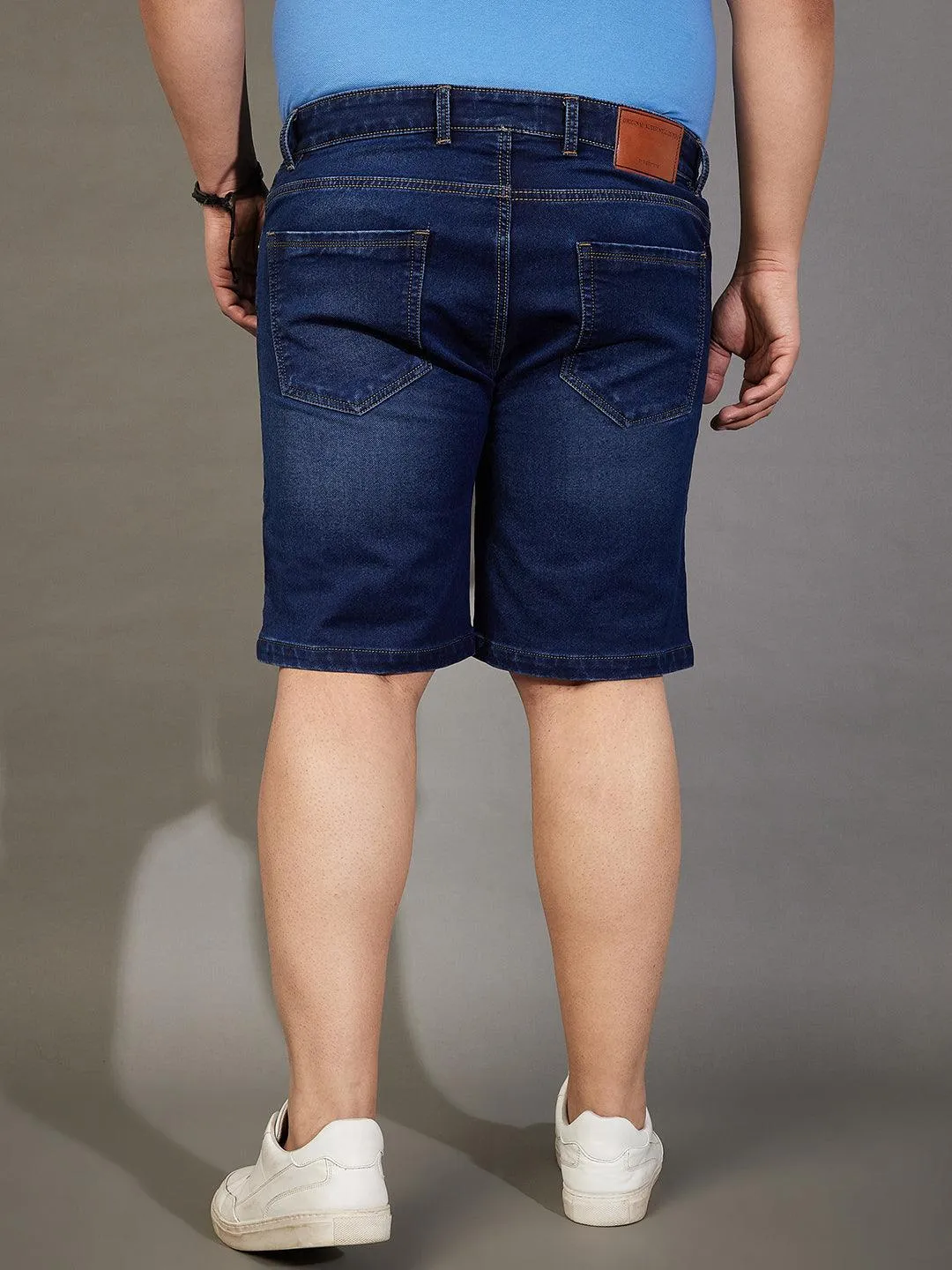 Men Plus Size Adeben-Navy Washed Shorts