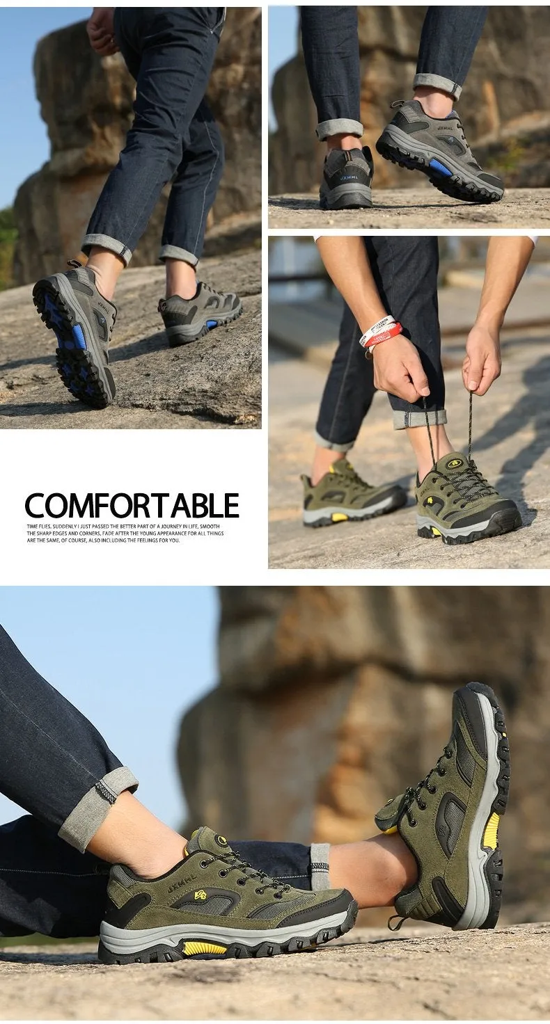 Men Shoes Comfortable Waterproof Outdoor Casual Shoes Lace-Up Rubber Sneakers