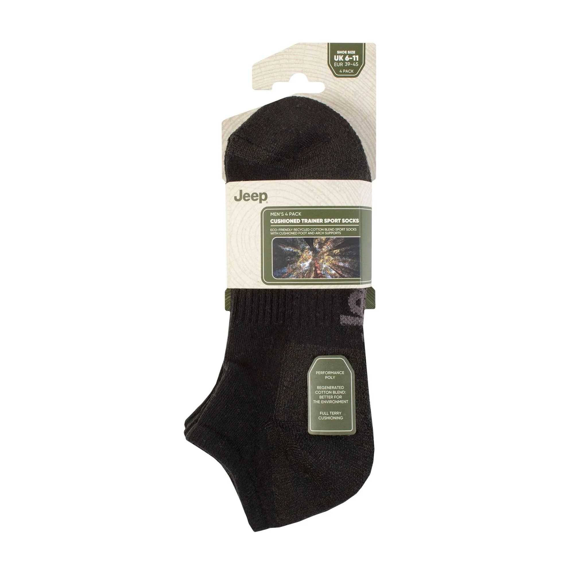 Men's Breathable Cushioned Low Cut Trainer Socks - Pack of 4