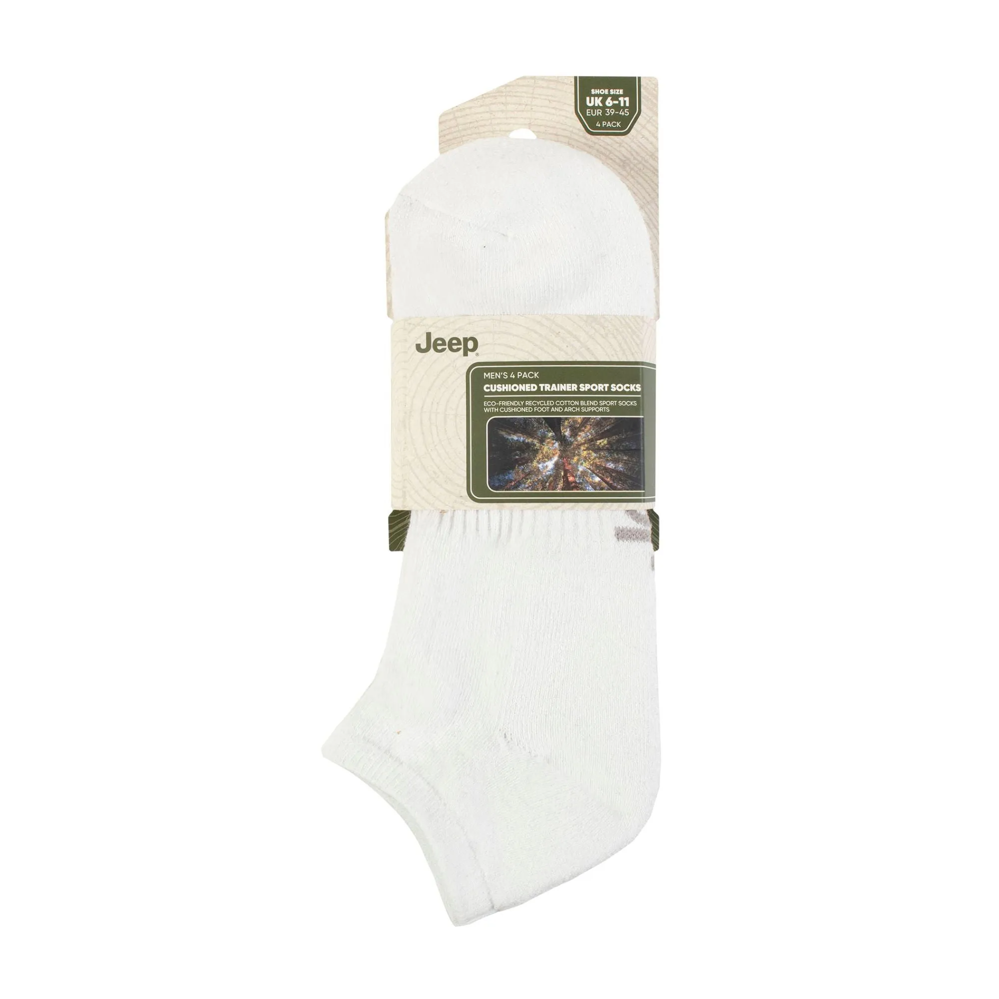 Men's Breathable Cushioned Low Cut Trainer Socks - Pack of 4