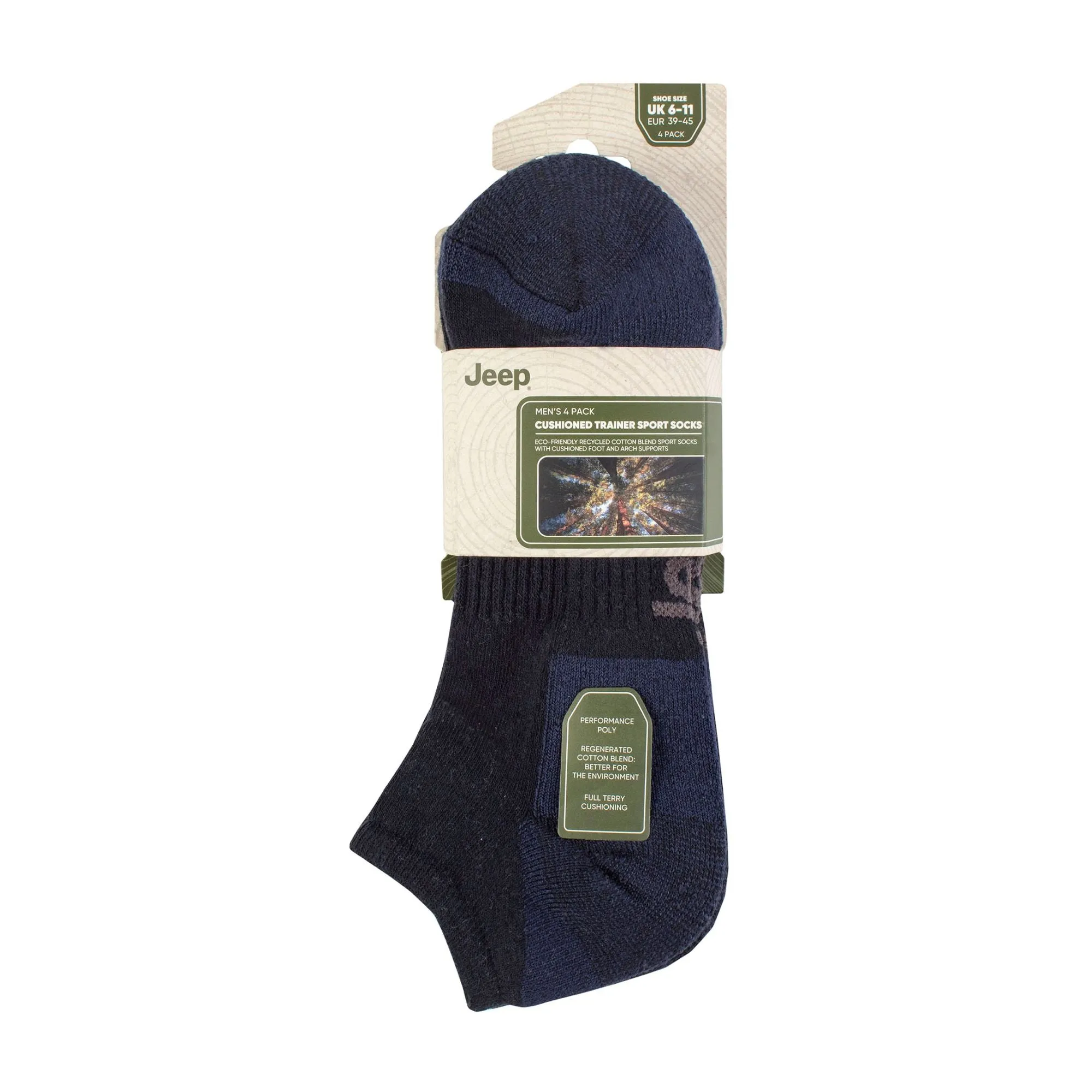 Men's Breathable Cushioned Low Cut Trainer Socks - Pack of 4