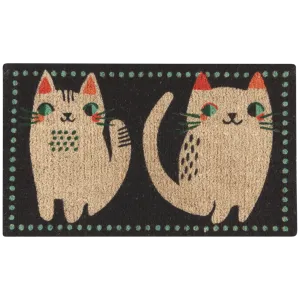 Meow Meow Coir Fiber Printed Doormat