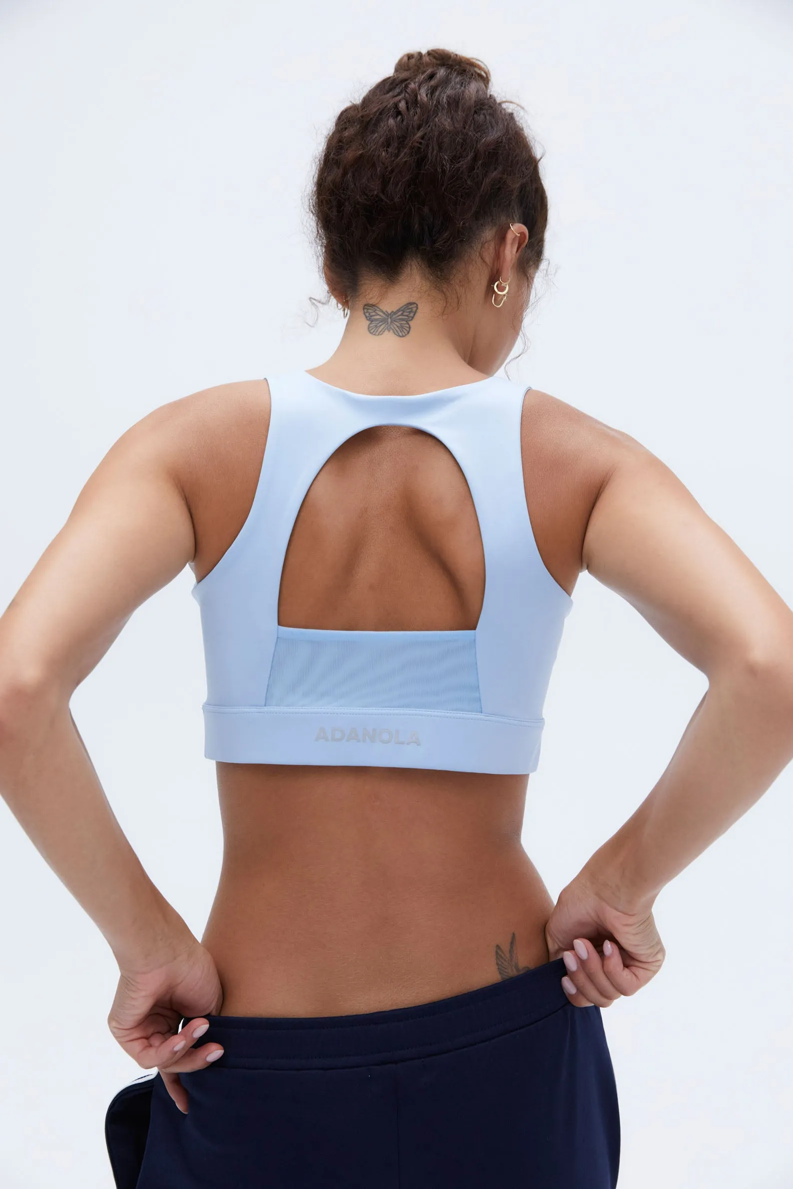 Mesh Open Back Bra - Powder Blue