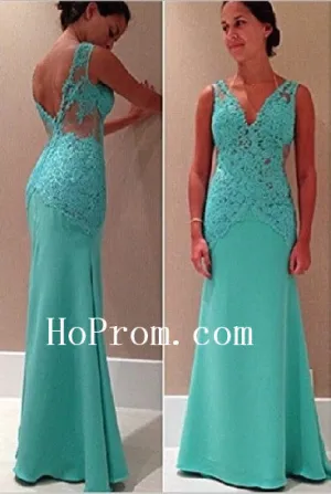 Mint Applique Prom Dresses,Straps Prom Dress,Sleeveless Evening Dress