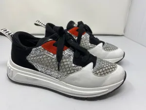 Miu Miu Sneaker with Silver Glitter White Leather and Black Suede