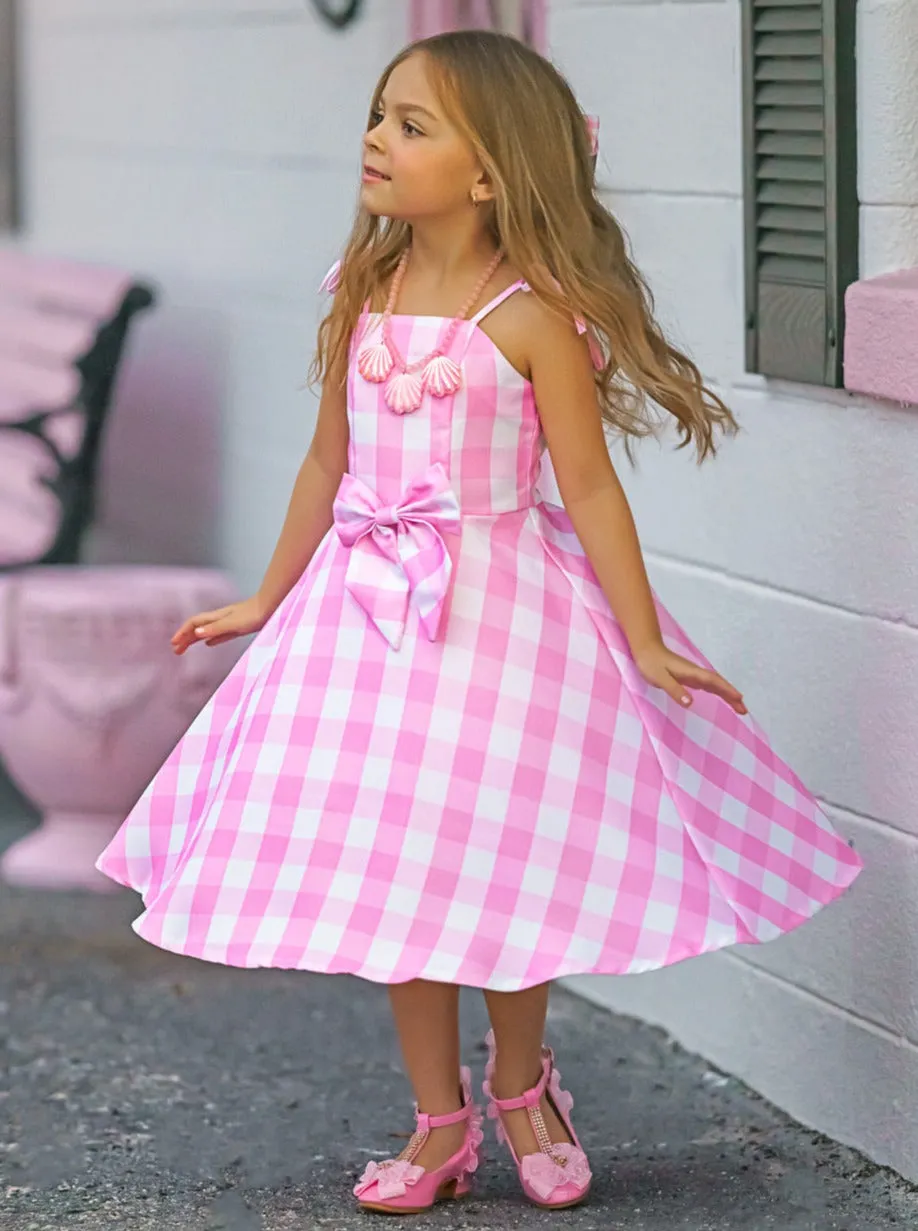 Mommy and Me Barbiecore Gingham Dress Costumes