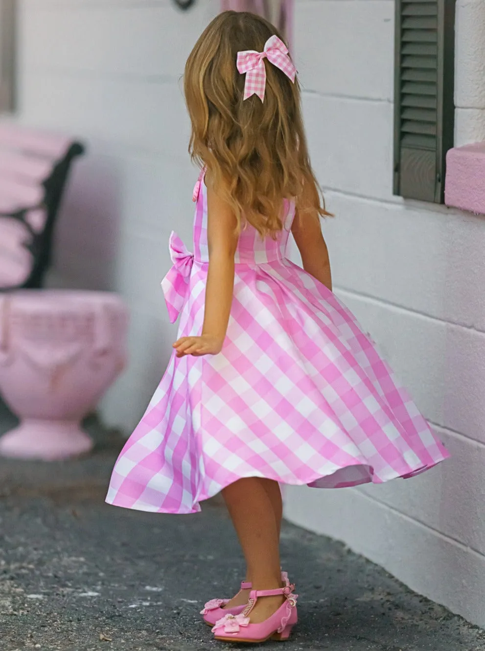 Mommy and Me Barbiecore Gingham Dress Costumes