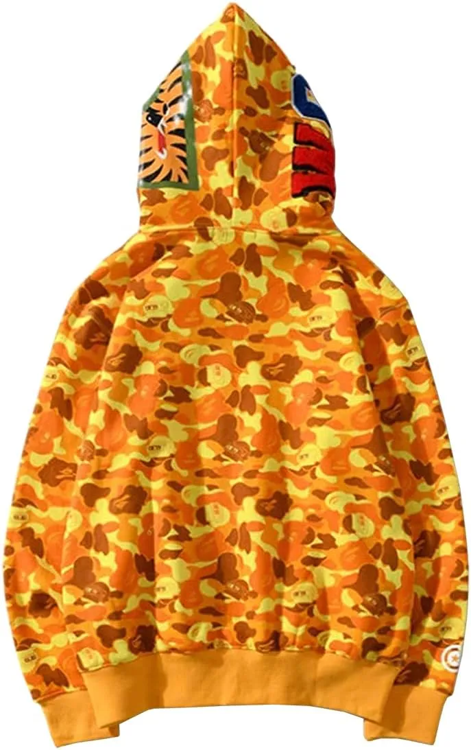 NEW Shark Camo 3D Printed Ape Bape Hoodie Sweatershirt Full Zip Jacket for Youth, Yellow Sz S would fit 7-10 yrs