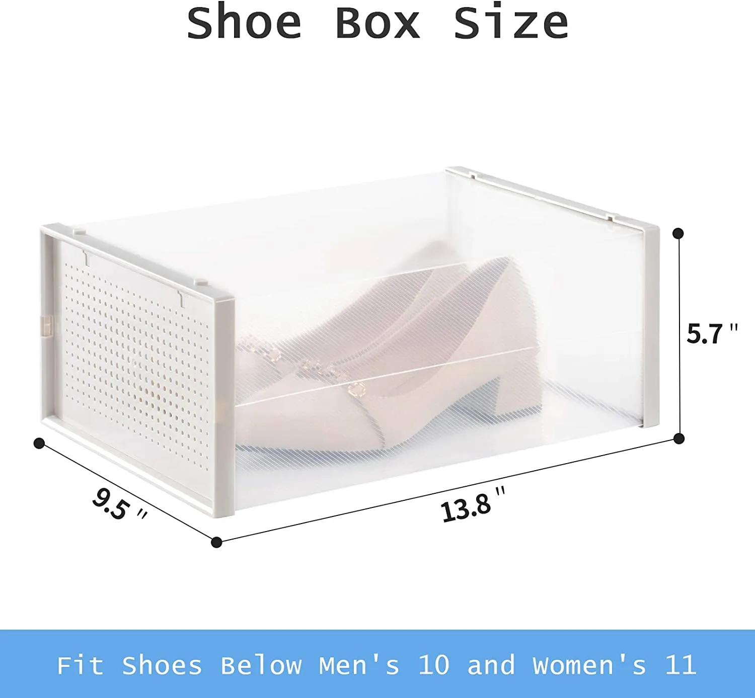 New YOUDENOVA 12 Pack Clear Plastic Shoe Boxes (Grey)