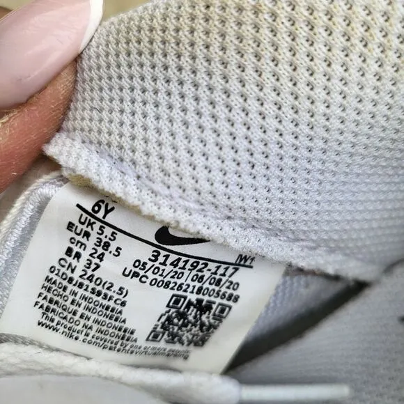 Nike Air Force 1 Trainers Triple White 314192-117 2020 Iconic Shoes US 6Y