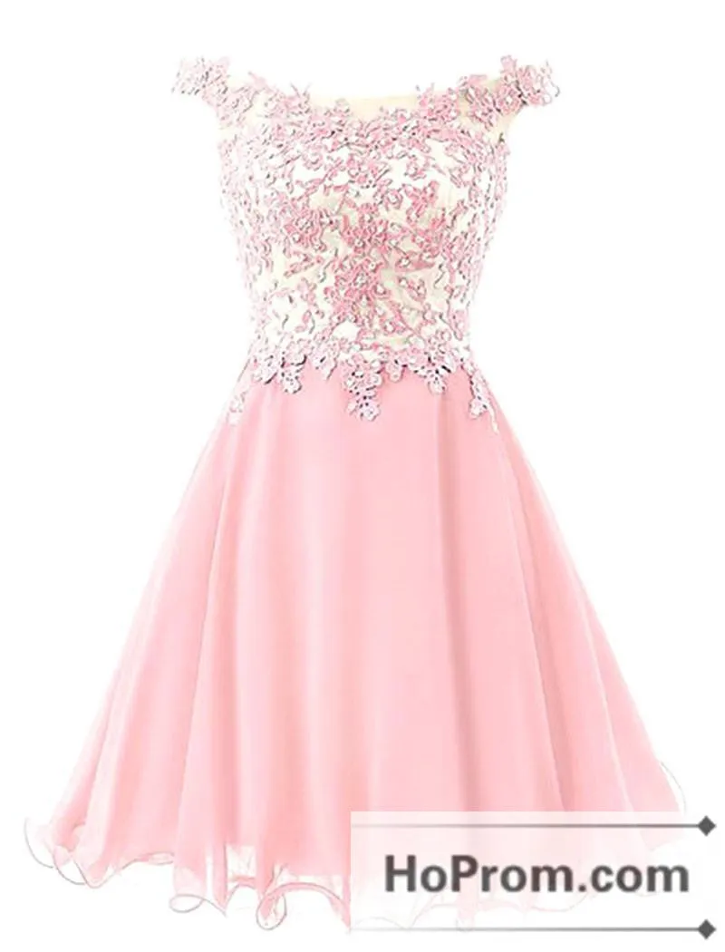 Off Shoulder Applique Mini Prom Dresses Homecoming Dresses