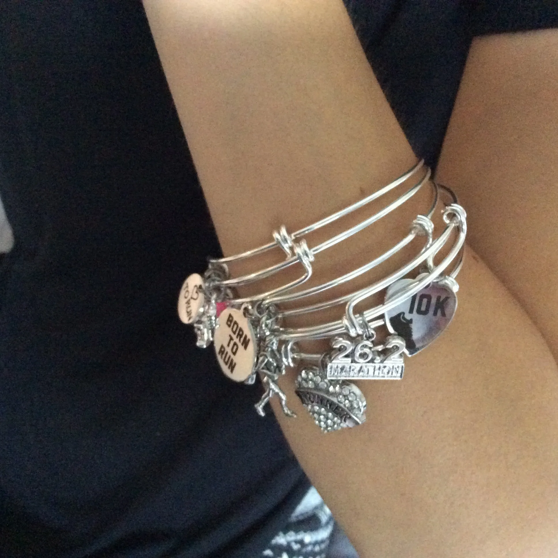 Peace Love Cheer Expandable Silver Charm Bracelet Cheerleader Adjustable Graduation Gift