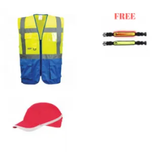 Portwest PROMO2 Warsaw Executive Vest   Vent Cool Bump Cap   FREE Illuminated Flashing Armband