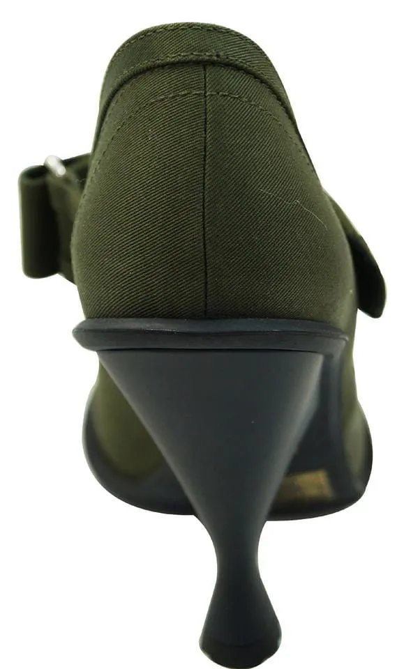 PRADA Militare Gabardine Mary Jane Rubber Cap Heel Pumps Green - Sale