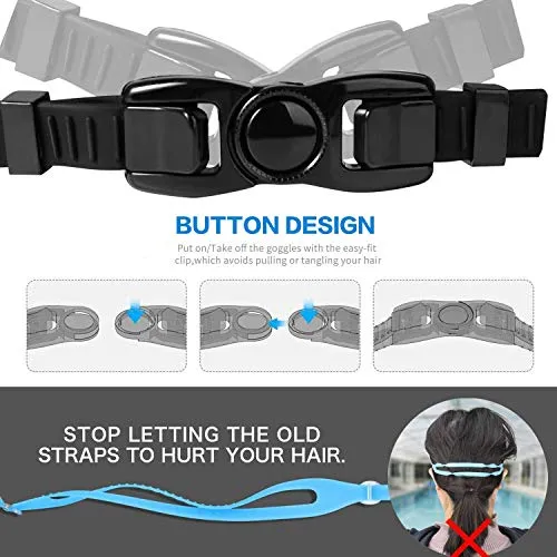 PrimAlite Swimming Goggles Silicone Anti-Fog, UV Protection for Adults Men Women Kids with Protection Case Kit- No Leaking Swim Glasses Professional Adjustable Strap Comfort fit- Aqua Black