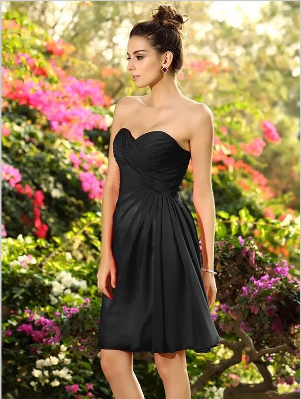 Princess Chiffon Pleats Bridesmaid Dresses,Strapless Short Bridesmaid Dresses