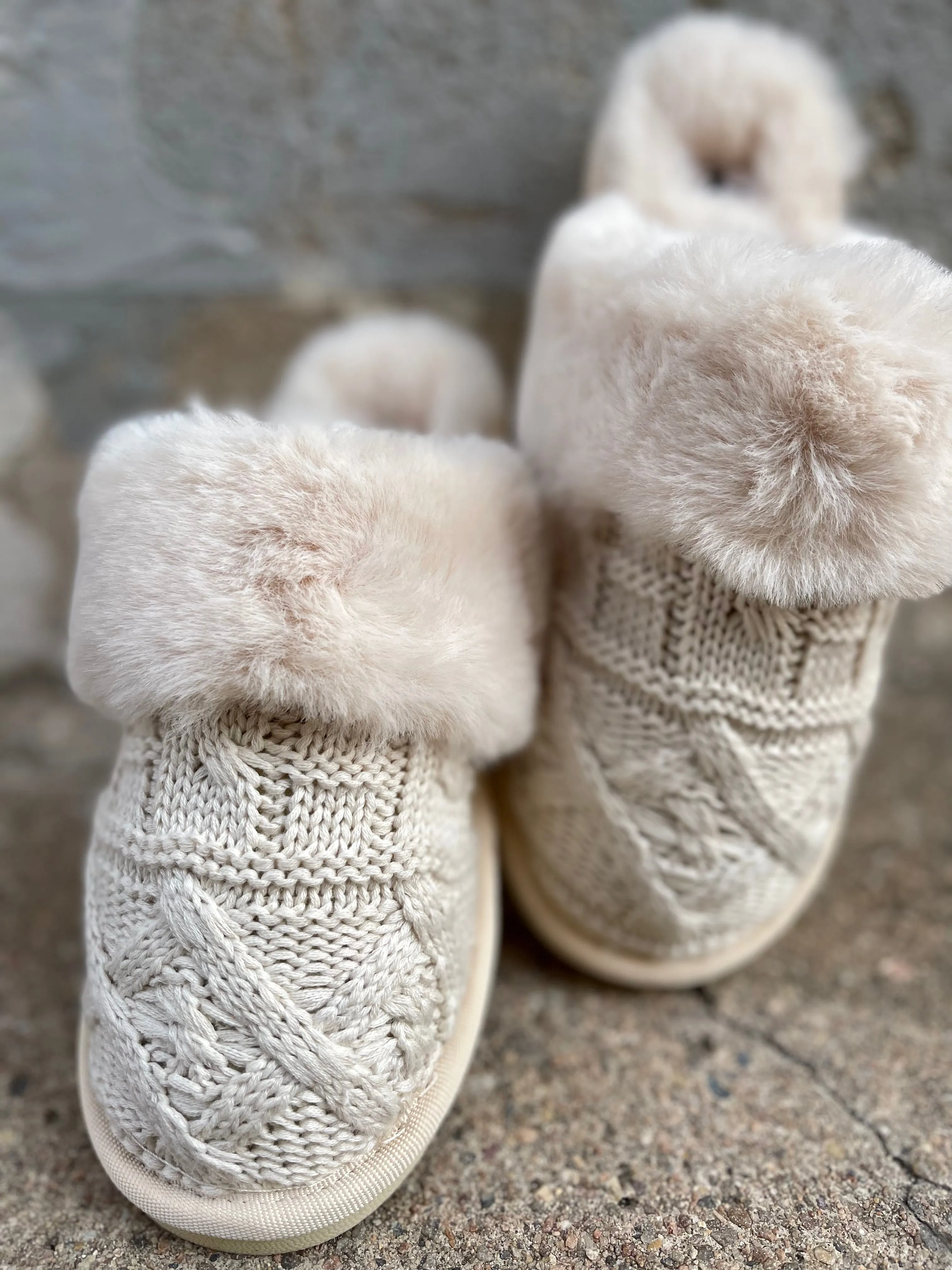 Purl Slippers || Cream