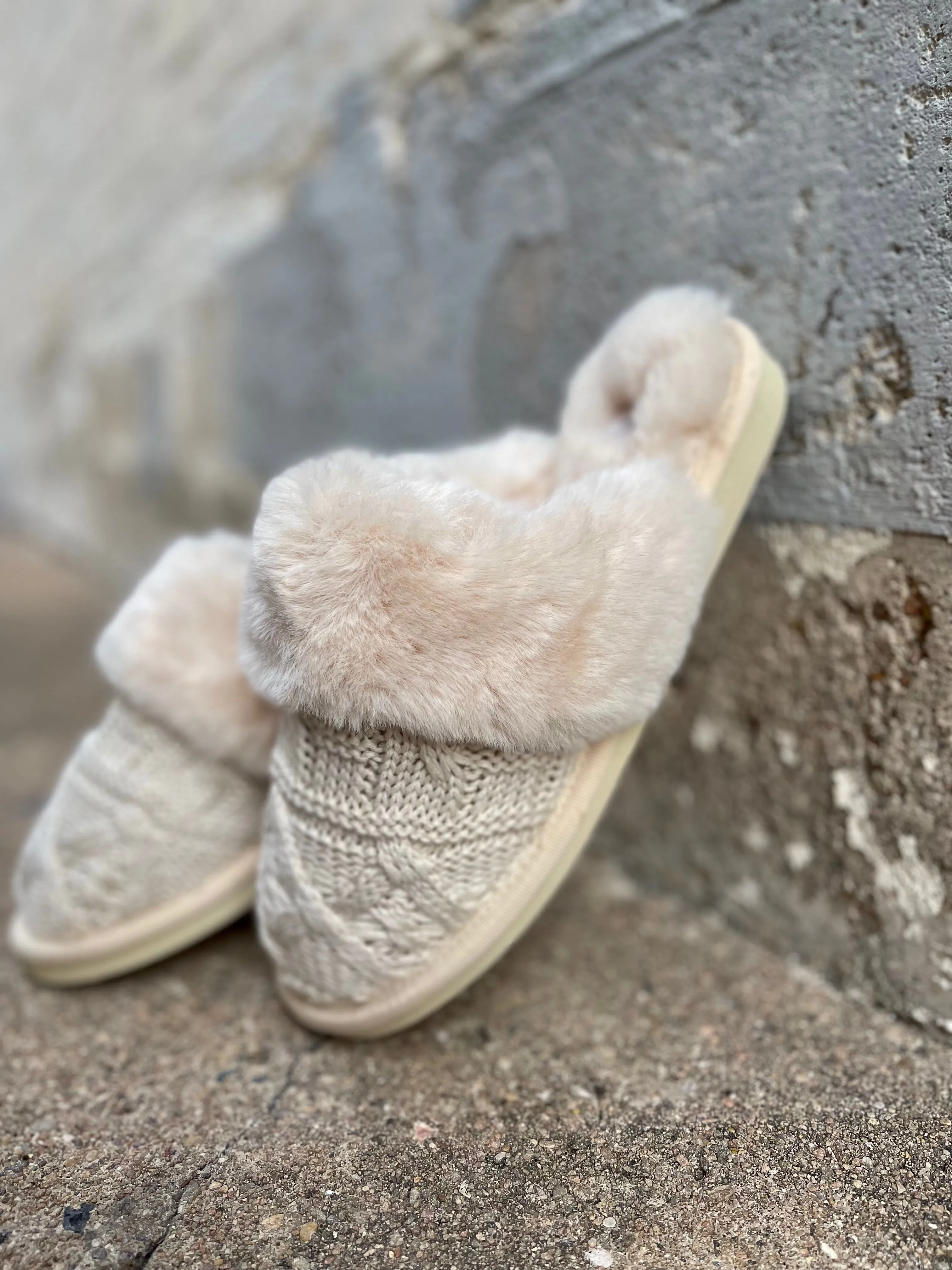 Purl Slippers || Cream