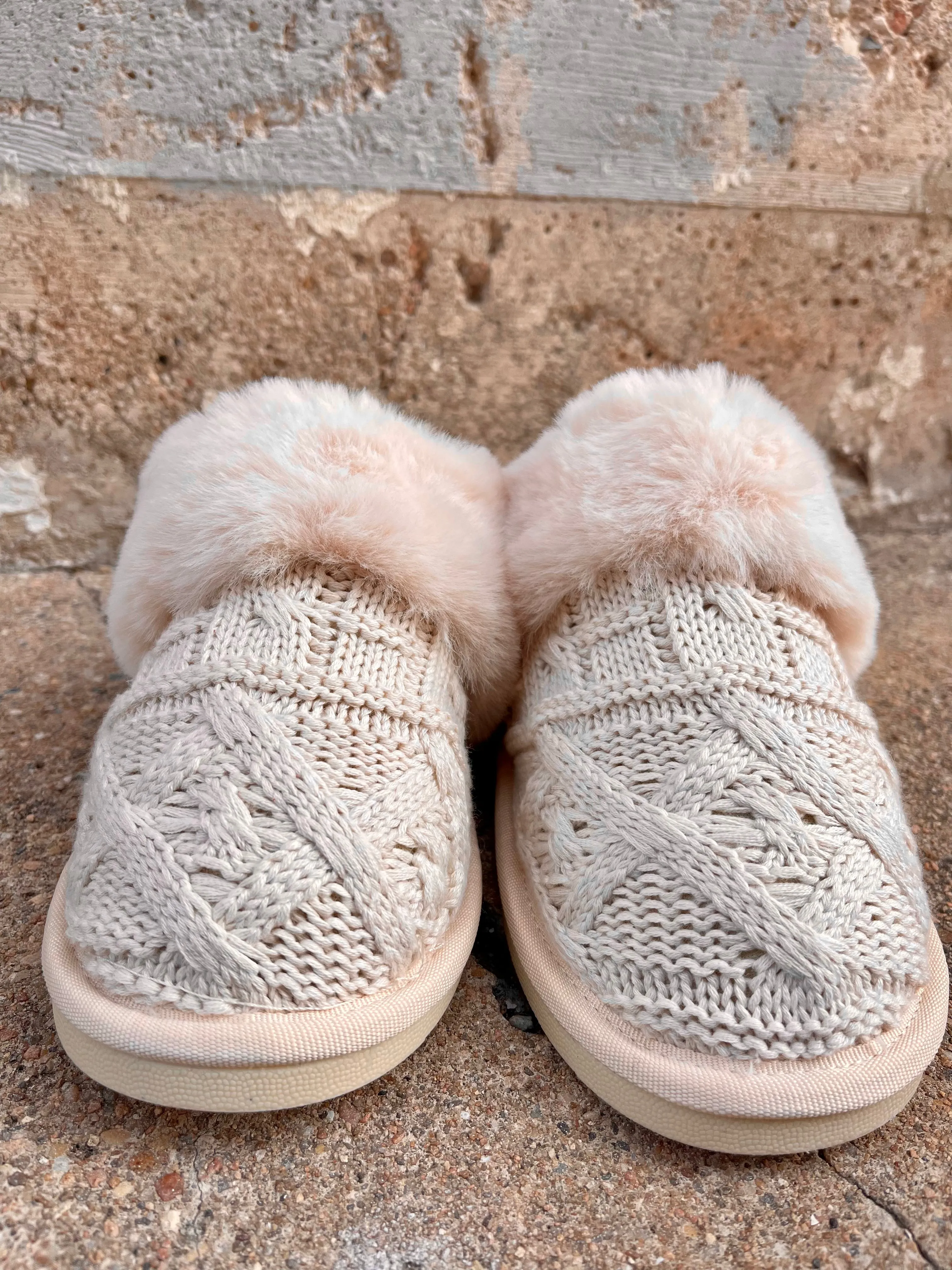 Purl Slippers || Cream