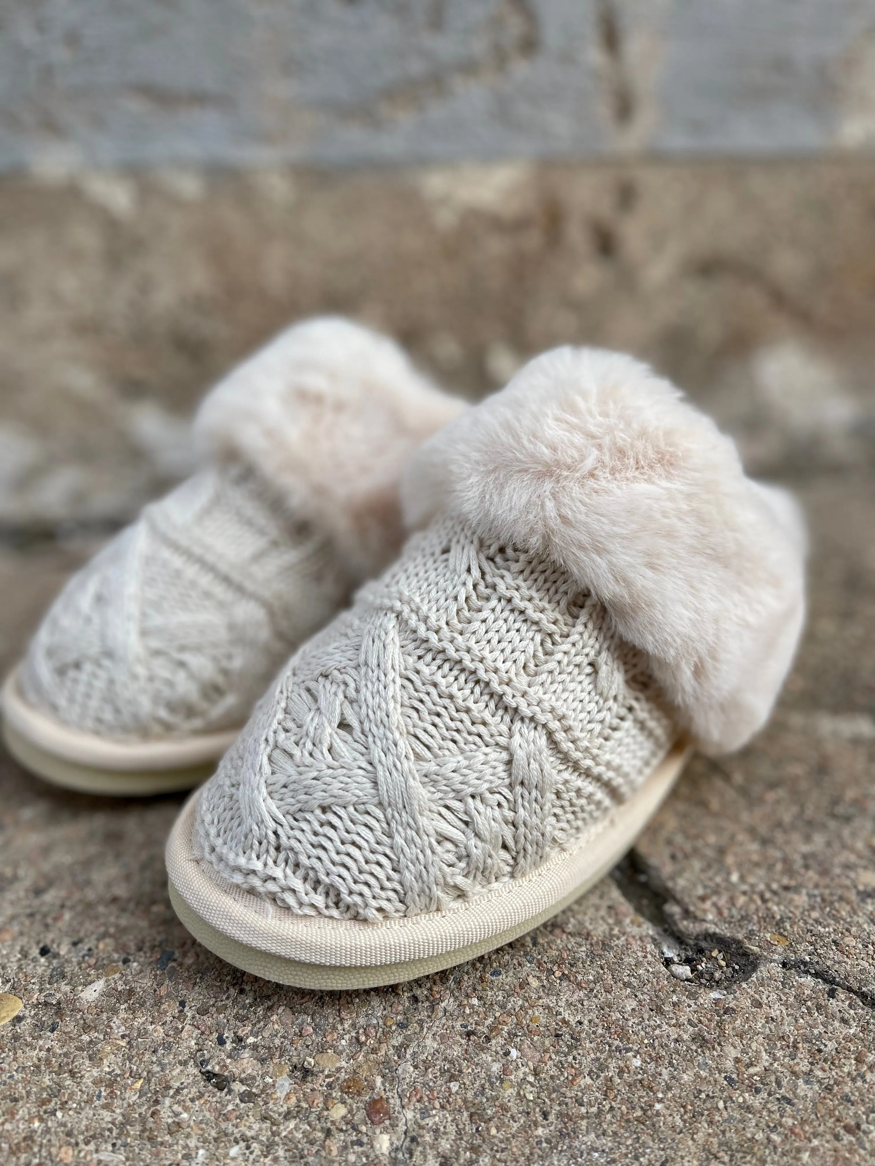 Purl Slippers || Cream