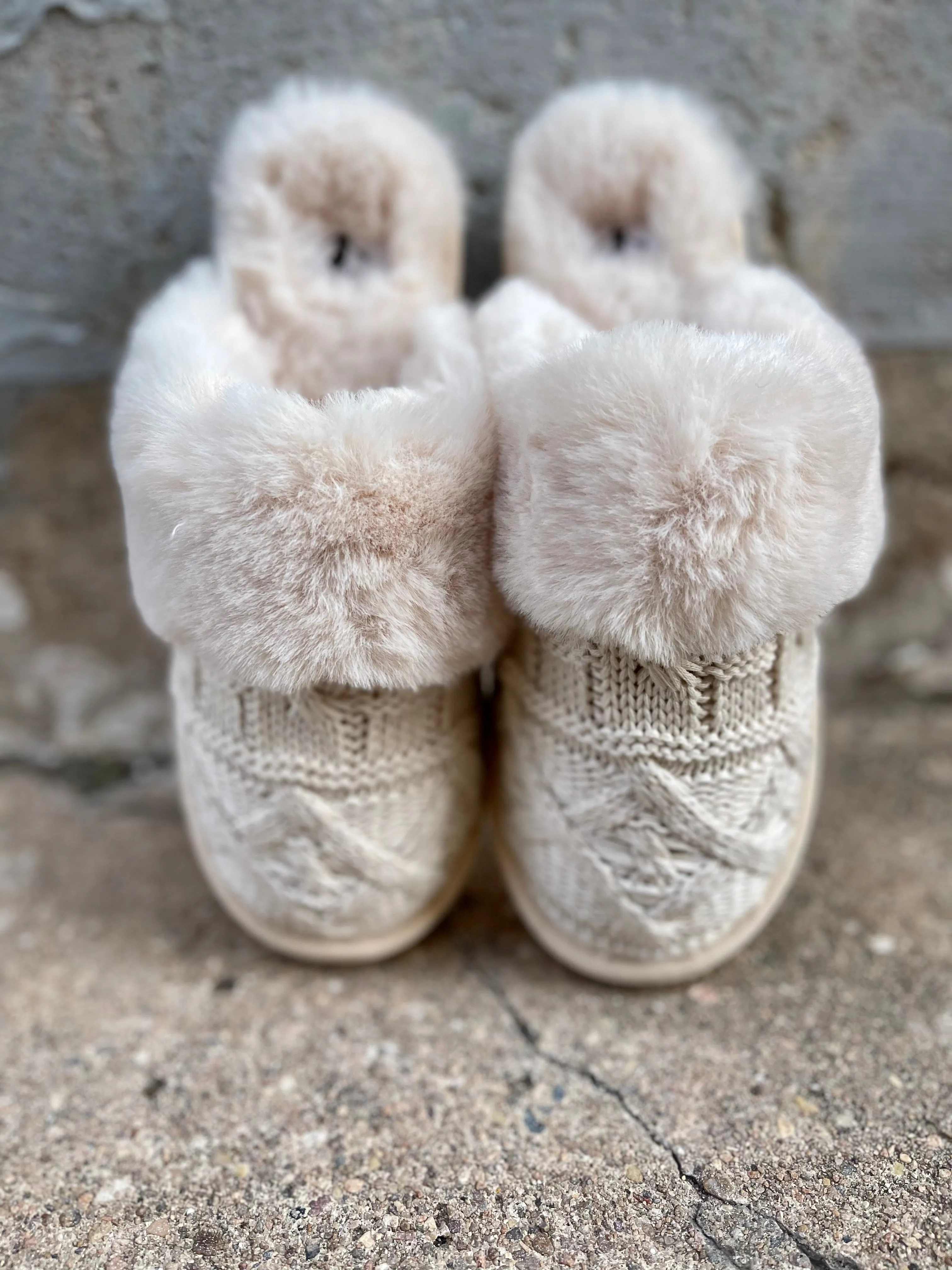 Purl Slippers || Cream