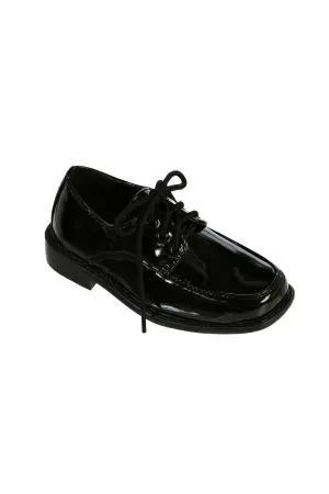 "Pasadena" Kids Black Moc-Toe Lace Up Tuxedo Shoes
