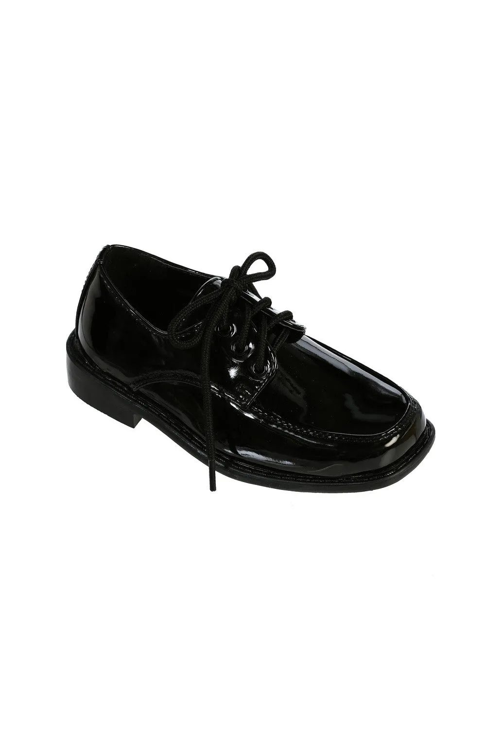 "Pasadena" Kids Black Moc-Toe Lace Up Tuxedo Shoes