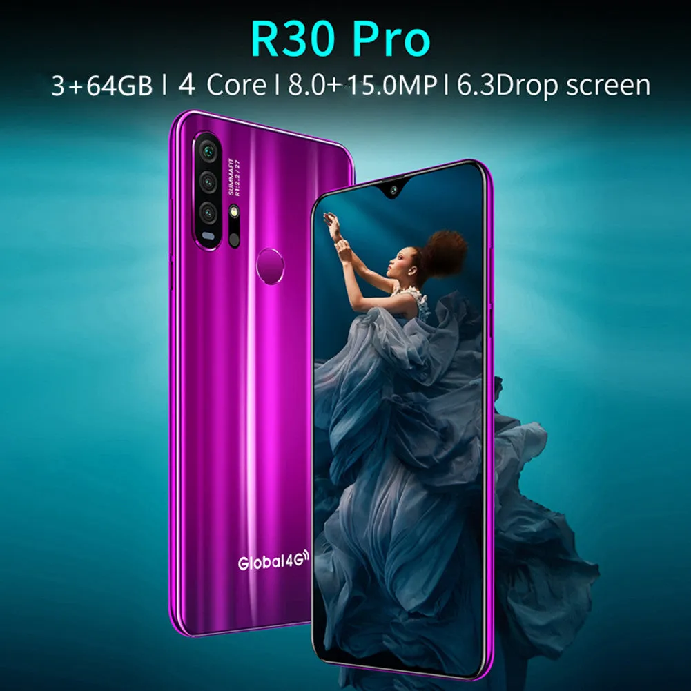 R30 pro Smart Phone 4G Network 3G   64g High Configuration Face Recognition Fingerprint Recognition Phone blue_U.S. regulations