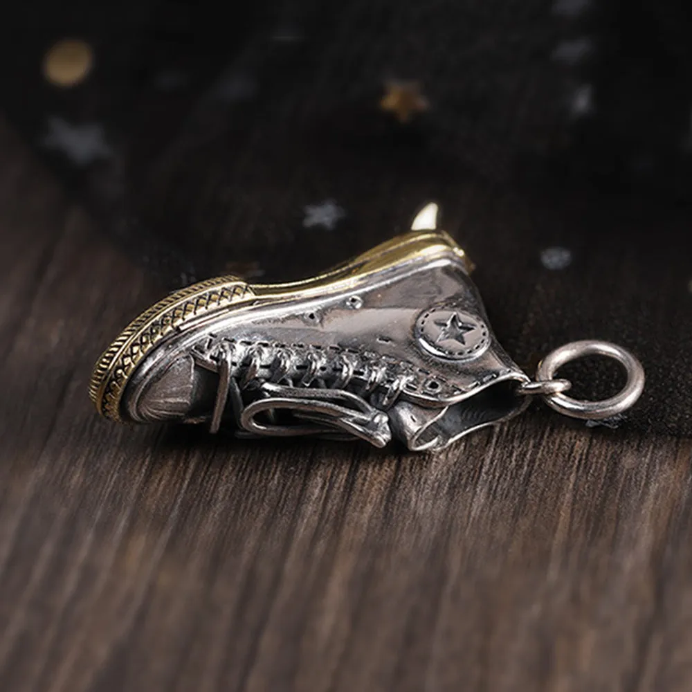 Real Solid 925 Sterling Silver Brass Pendants Shoes Twist Star Jewelry