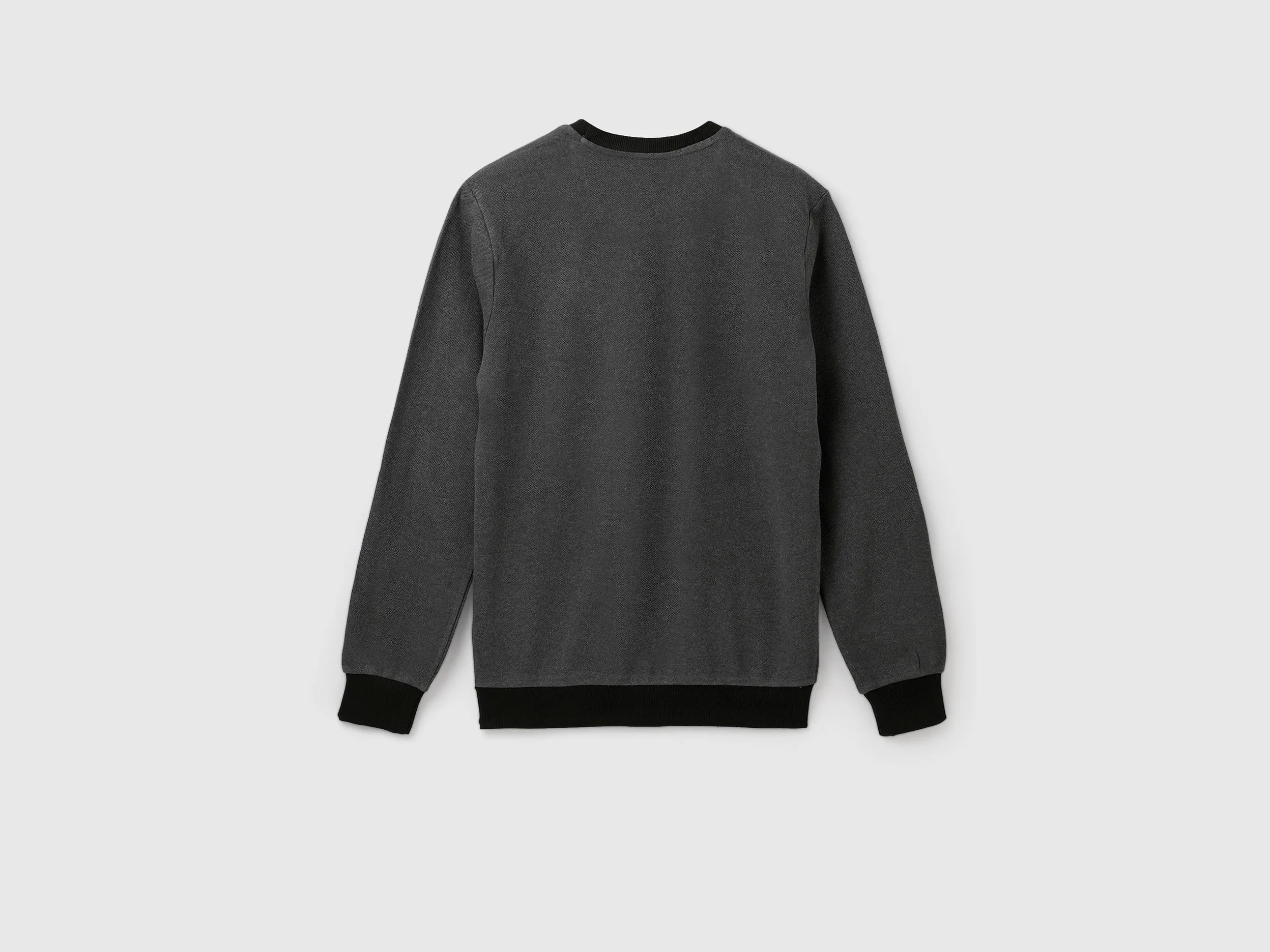 Regular Fit Round Neck Contrast Rib Branded Sweatshirt