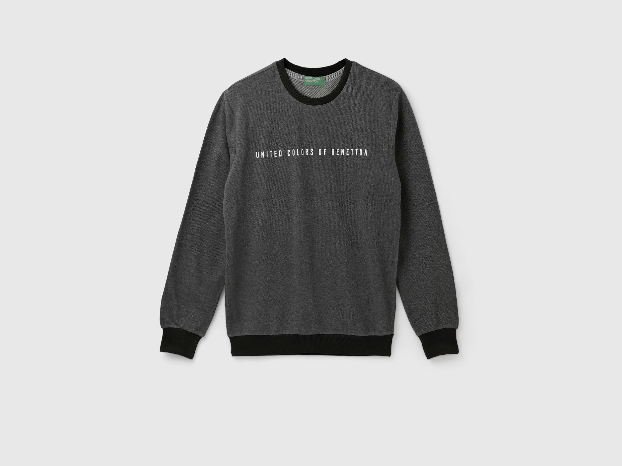Regular Fit Round Neck Contrast Rib Branded Sweatshirt