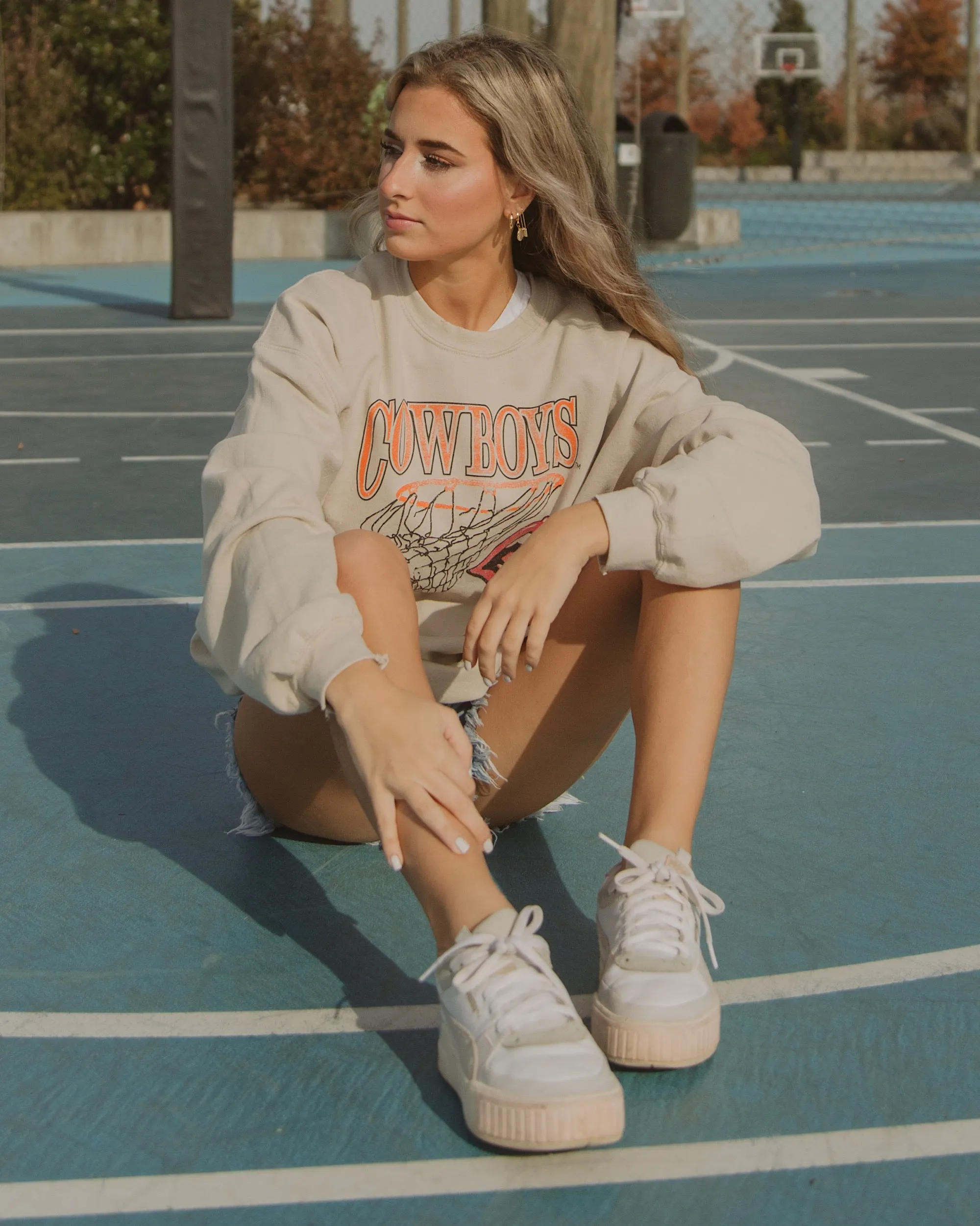 Rolling Stones Cowboys Basketball Net Sand Thrifted Sweatshirt