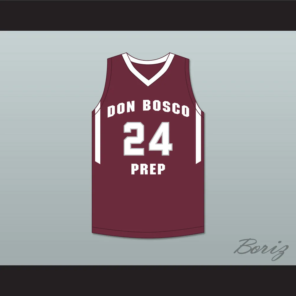 Ron Harper Jr 24 Don Bosco Preparatory High School Ironmen Maroon Basketball Jersey 1