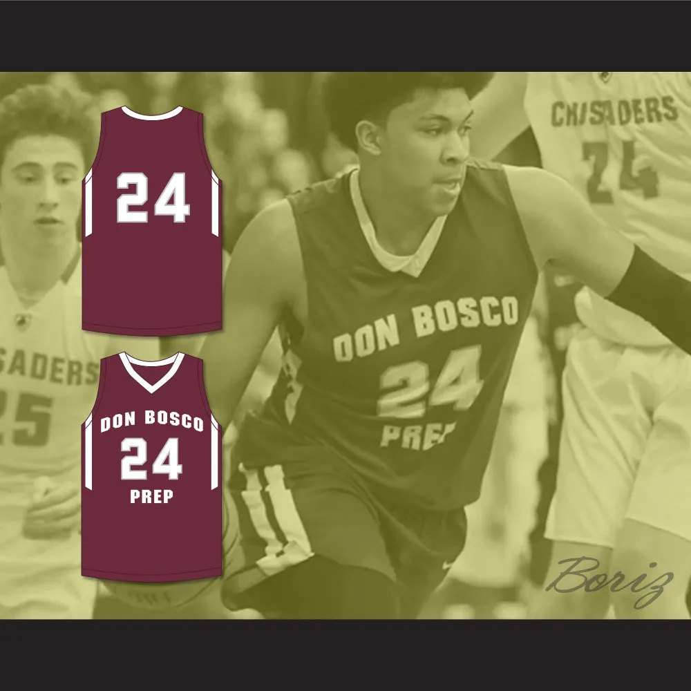 Ron Harper Jr 24 Don Bosco Preparatory High School Ironmen Maroon Basketball Jersey 1