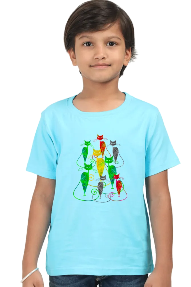 Round Neck T-Shirt (Boys) - Sassy Kitties (7 Colours)