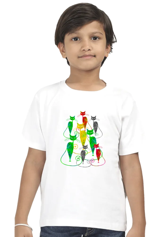 Round Neck T-Shirt (Boys) - Sassy Kitties (7 Colours)