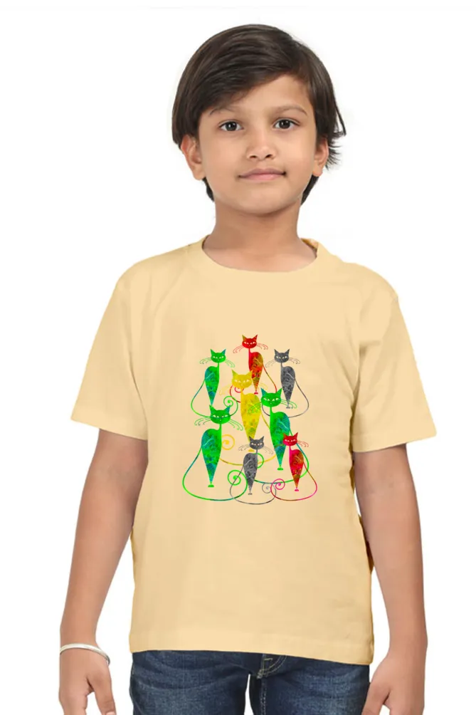 Round Neck T-Shirt (Boys) - Sassy Kitties (7 Colours)