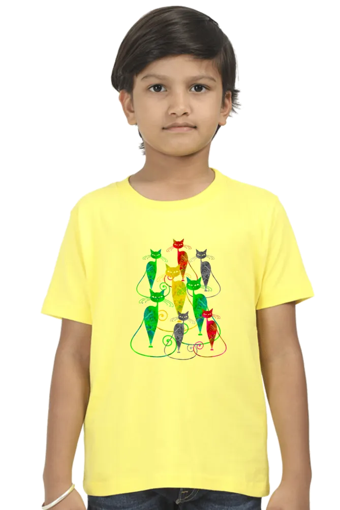 Round Neck T-Shirt (Boys) - Sassy Kitties (7 Colours)