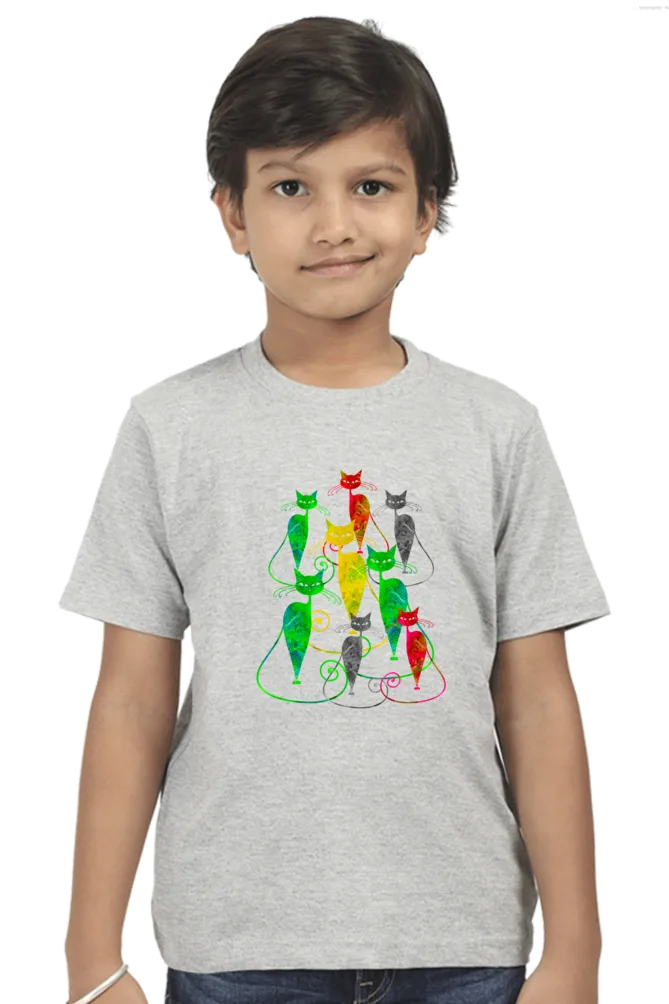 Round Neck T-Shirt (Boys) - Sassy Kitties (7 Colours)