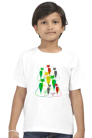 Round Neck T-Shirt (Boys) - Sassy Kitties (7 Colours)