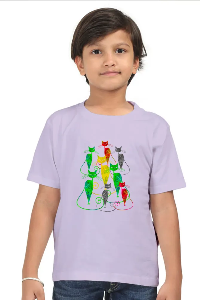 Round Neck T-Shirt (Boys) - Sassy Kitties (7 Colours)