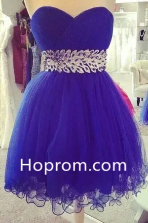 Royal Blue Sweetheart Homecoming Dress, Beadings Choiffon Homecoming Dress