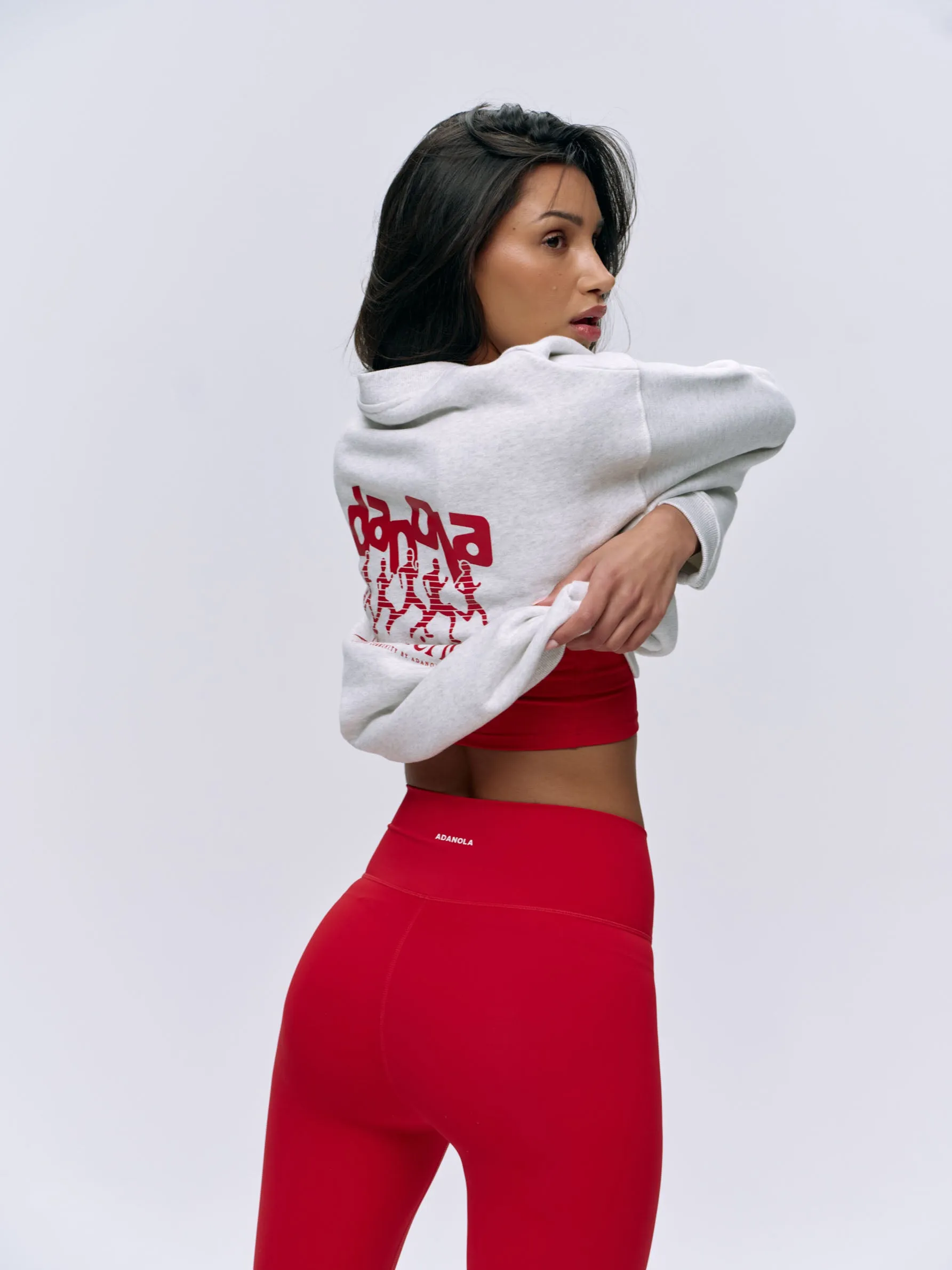 Runners Oversized Sweatshirt - Light Grey Melange/Classic Red