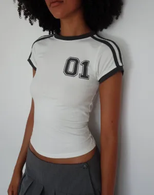 Salda Sporty Tee in Off White with Contrast Binding