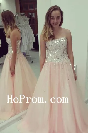 Sequin Strapless Prom Dresses,A-Line Prom Dress, Evening Dresses
