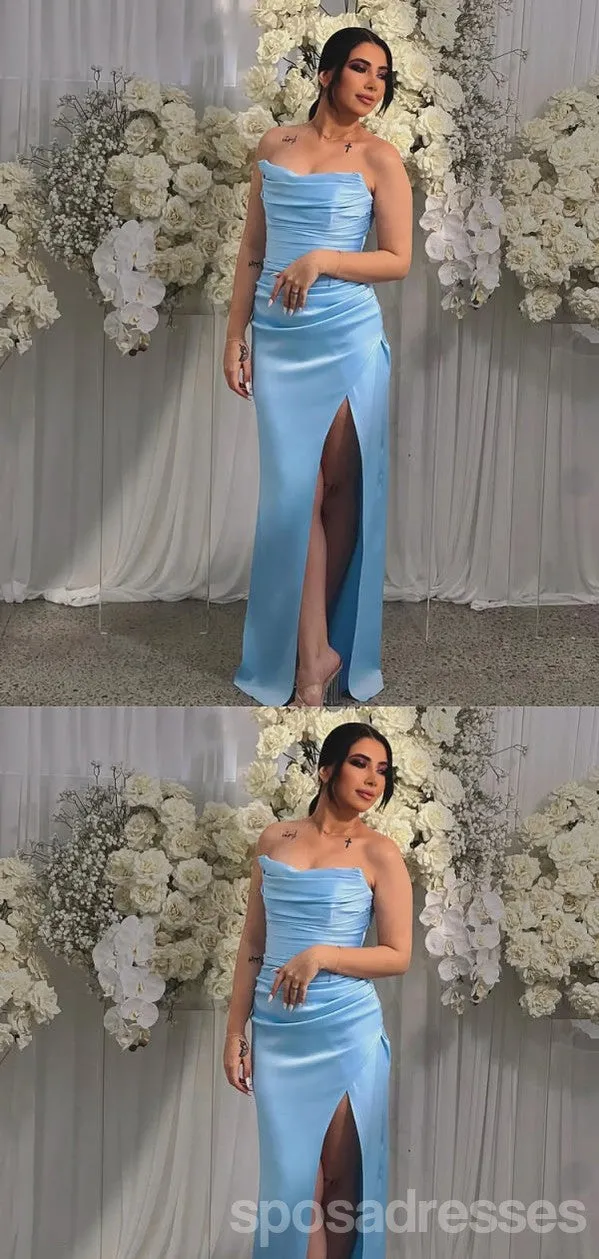 Sexy Blue Mermaid Side Slit Long Party Prom Dresses Ideas,Evening Gowns,13828