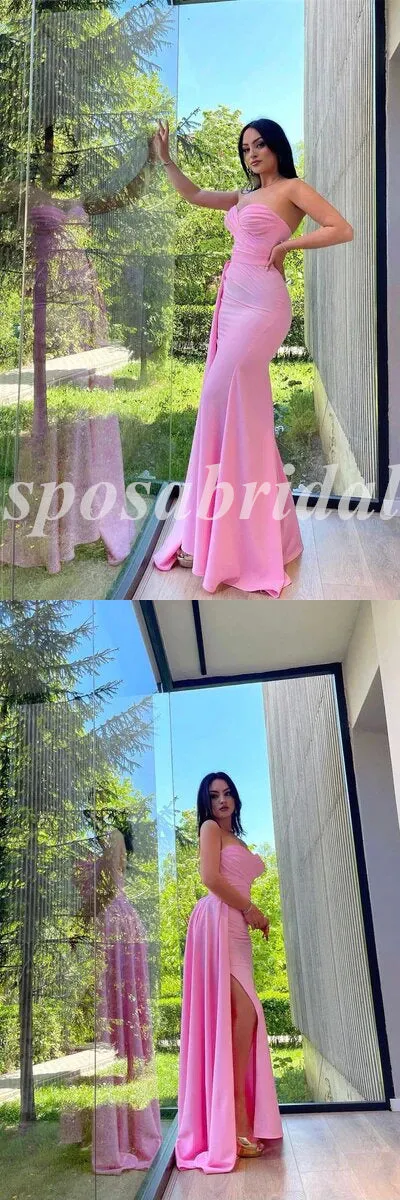 Sexy Jersey Sweetheart Sleeveless Mermaid Long Prom Dresses With Trailing PD3629