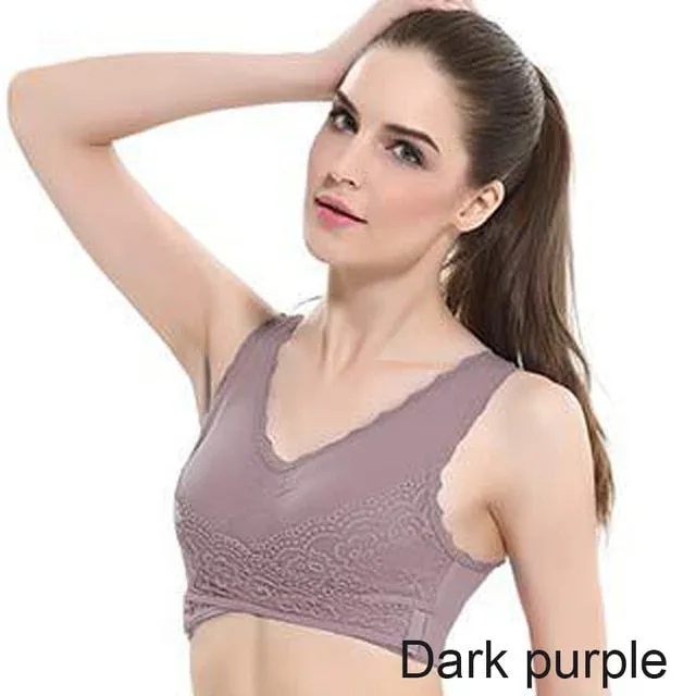 Sexy Lace Sports Breathable Solid Color Comfortable Bras