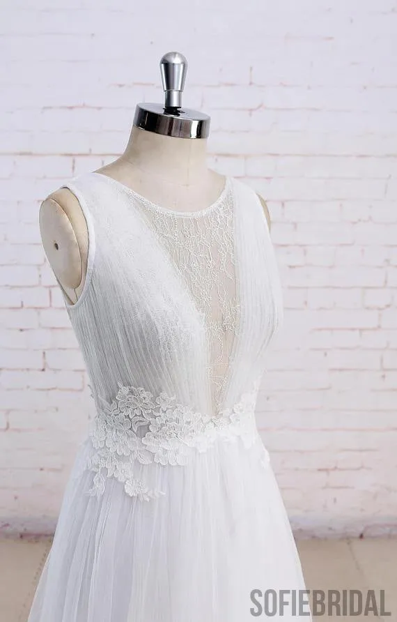 Sexy See Through Scoop Unique Lace Cheap Dresses For Wedding, WD395