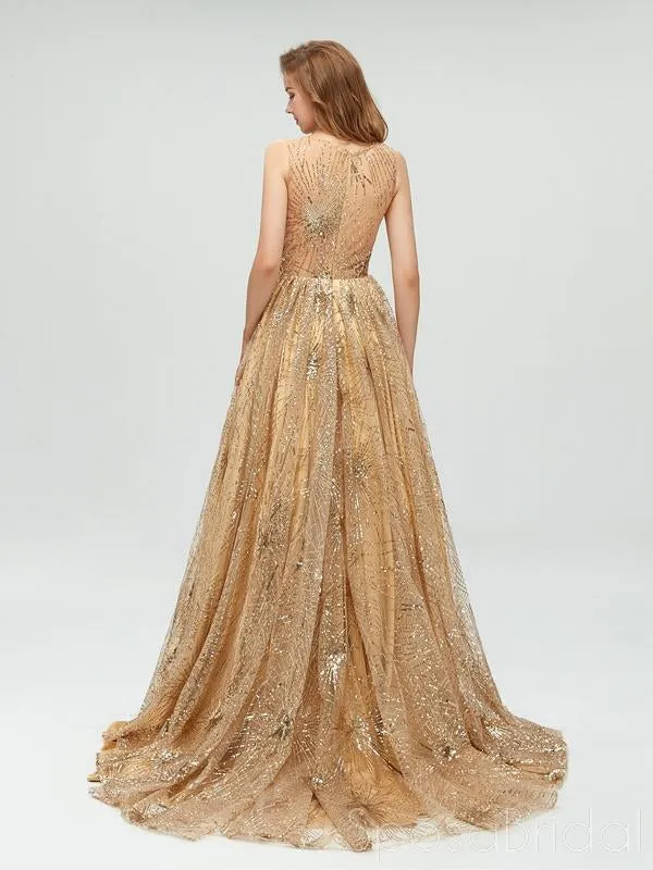 Sleeveless Long Shinning Sparkly New Arrival Unique Prom Dresses, party gown, evening dress, PD0786